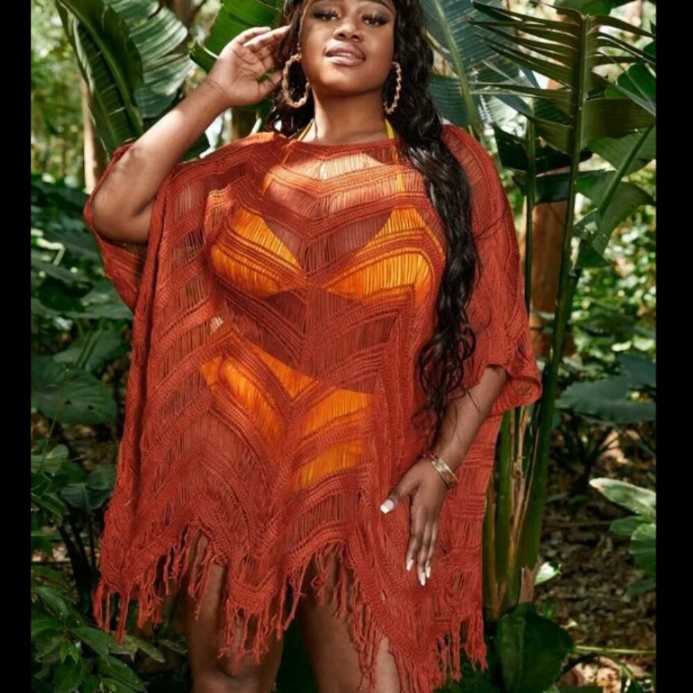 Open Stitch Fringe Hem Cover Up